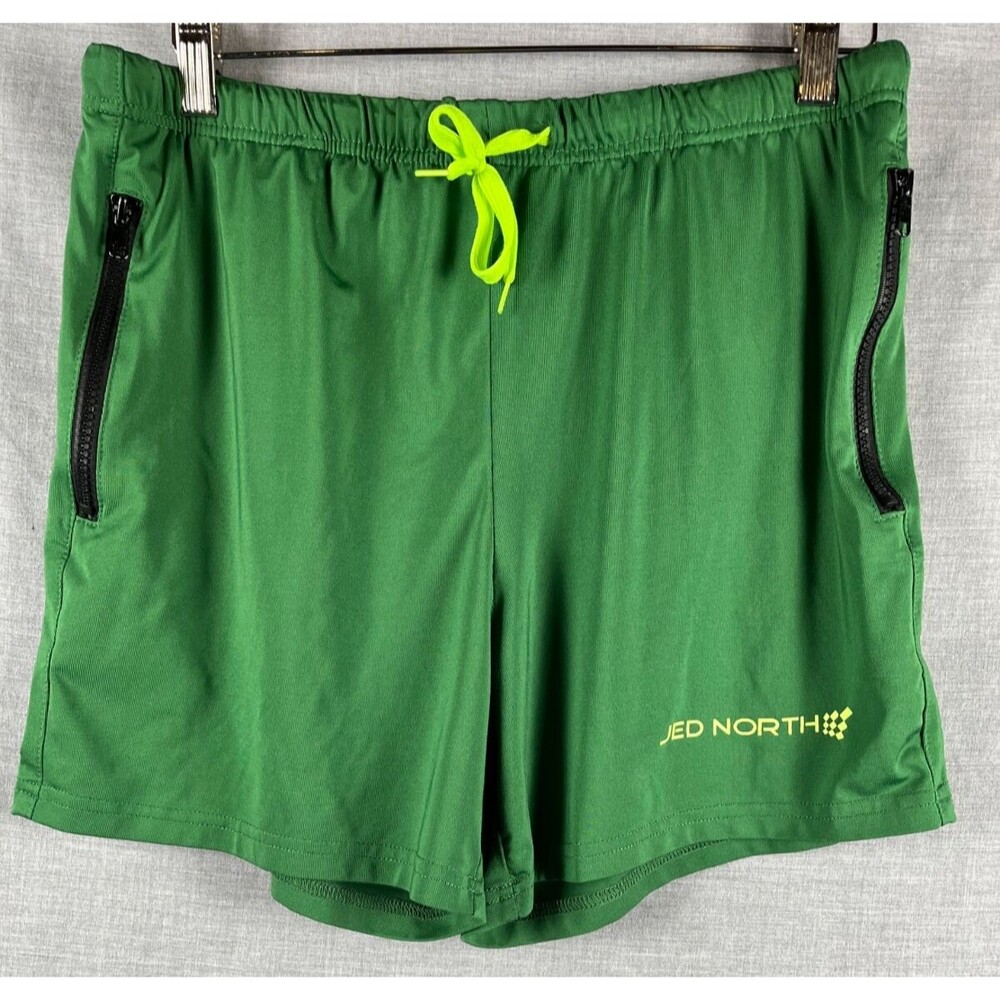 Jed North Athletic Shorts Men's Size L Green Elastic Tie Waist 4" Inseam